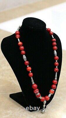Red jade necklace Heavy beads Natural Yemen Pendant women Morrocan