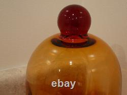 S20 Rare Antique Art Glass Amberina Red Amber Table Bell Butter Cheese Dome Dish