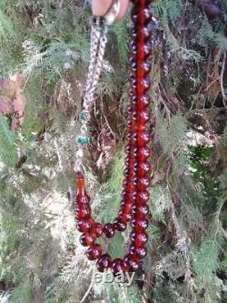Sandalus Germany Red transparent Cherry Amber Antique Bakelite Genuine beads 45
