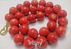 Stunning Italy Jewelry Old Handmade Authentic Huge Round Carved Coral Necklace