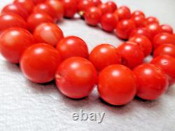 Stunning Italy Jewelry Old Handmade Authentic Huge Round Carved Coral Necklace