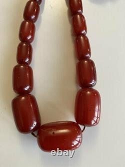 Superb Antique Cherry Amber Marbled Bakelite Bead Necklace 105 Grams