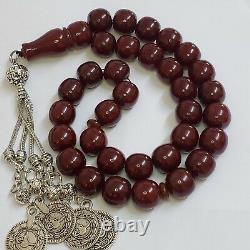 Tested original German Antique 33 cherry faturan amber bakelite Prayer Beads