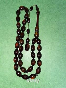 Unique Antique Faturan cherry amber bakelite islamic prayer 33 beads 15 Grams R