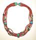 Vintage 925 Howlite Red Amber-lapis- Red Glass Bead Ethnic Necklace Signed