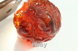 VINTAGE ASIAN AMBER BALL BAKELITE CATALIN STATUE 410 G Statue100% Hand Carved