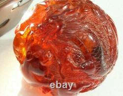VINTAGE ASIAN AMBER BALL BAKELITE CATALIN STATUE 410 G Statue100% Hand Carved