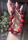 Vintage Bakelite Necklace Large Marble Beads Black Cherry Amber Catalin New Old
