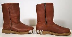VINTAGE RED WING PECOS BOOTS 1985 ORO RUSSET ZIPPER BOOT with AMBER SUPER SOLE 9E