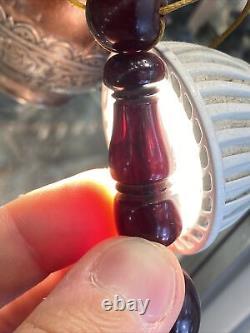 Very Rare Antique Red Cherry Amber Faturan Bakelite Prayer Beads Tasbih 97 Grams