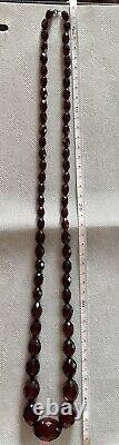 Victorian Genuine Baltic Cherry Amber Facet Necklace