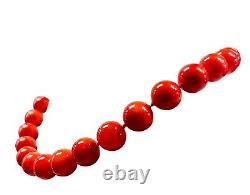 Vintage 14k Yellow Gold Clasp 12mm Bead Faux Red Coral Necklace Bead Choker 585