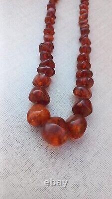 Vintage 74cm Cherry Russian Baltic Amber Necklace 47 grams