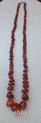 Vintage 74cm Cherry Russian Baltic Amber Necklace 47 grams
