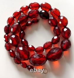 Vintage Amber Bakelite Faceted Bead Necklace