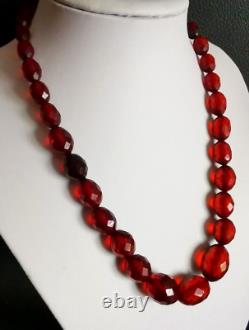Vintage Amber Bakelite Faceted Bead Necklace