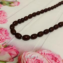 Vintage Antique Cherry Amber Bakelite 12 inch Strand Oval Shape Bead Necklaces