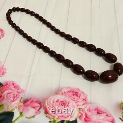 Vintage Antique Cherry Amber Bakelite 12 inch Strand Oval Shape Bead Necklaces