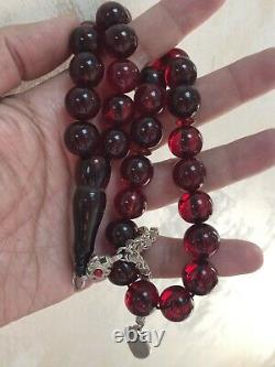 Vintage Antique Cherry Amber Faturan Bakalite -islamic prayer 33 Beads 68G R