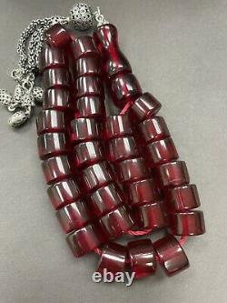Vintage Antique Cherry Amber Faturan Bakalite -islamic prayer 33 Beads 80G R25