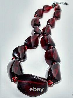 Vintage Antique Cherry Amber Faturan Bakelite Graduated Bead Necklace 54gr