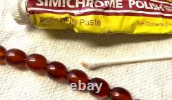 Vintage Antique Cherry Bakelite Amber Necklace Graduated Strand 27 Tested LARGE