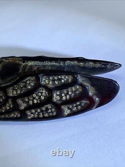Vintage Antique Chinese Carved Cherry Amber Cicada Necklace Pendant Amulet