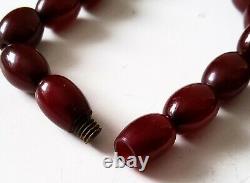 Vintage Antique Deep Dark Cherry Amber Bakelite Bead Necklace
