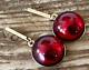 Vintage Antique Faux Red Amber Earrings Gold 14k Round Vintage 5/8 1900's
