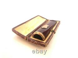 Vintage Antique Genuine Red Amber Cigarette holder Gold Rim with Box
