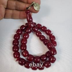 Vintage Antique German amber Bakelite cherry faturan Prayer Beads damar 67 gram