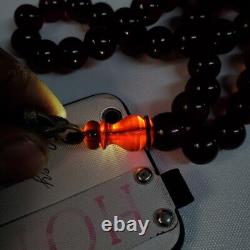 Vintage Antique German cherry amber Bakelite faturan Prayer Beads damar 70 gram
