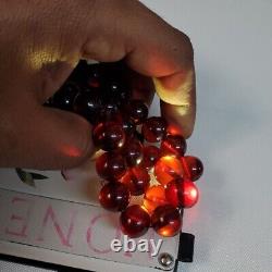 Vintage Antique German cherry amber Bakelite faturan Prayer Beads damar 70 gram
