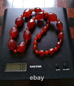 Vintage Art Deco Cherry Amber Bakelite Chunky Beads Necklace Tested Collector