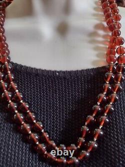 Vintage Art Deco Cherry Amber Necklace 48 inches 143 grams