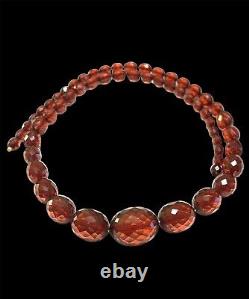 Vintage Art Deco Cherry Amber Red Bakelite Faceted Graduated Bead Necklace 60g