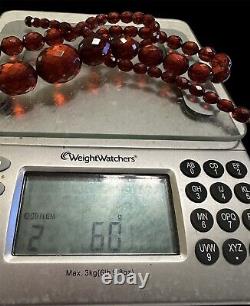 Vintage Art Deco Cherry Amber Red Bakelite Faceted Graduated Bead Necklace 60g