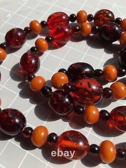 Vintage Art Deco Cherry Confetti Amber Bakelite Variety Bead Necklace 34 80g A+