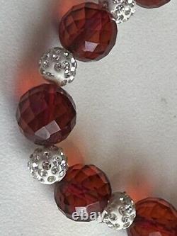 Vintage Art Deco Faceted CHERRY AMBER BAKELITE Round Bead Necklace
