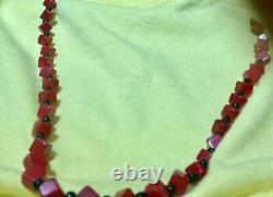 Vintage Art Deco cherry amber Bakelite square faceted bead Necklaces 20