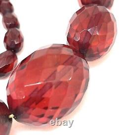 Vintage Bakelite Cherry Amber Colored Faceted Bead Necklace