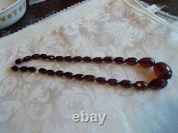 Vintage Bakelite Cherry Amber Facet Graduated Bead Choker Necklace Stunning