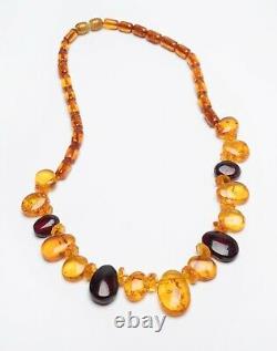 Vintage Baltic Amber Necklace cognac, honey and cherry amber tear drop necklace