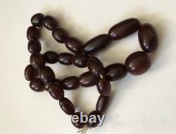 Vintage Black Cherry Amber beads Art Deco Bakelite bead necklace 121,7g