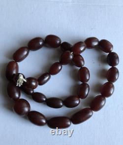 Vintage Black Cherry Amber beads Art Deco Bakelite bead necklace 121,7g