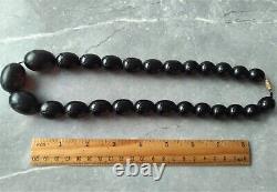 Vintage Black Cherry Amber beads Art Deco Bakelite bead necklace 121 g
