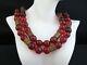 Vintage Chinese Gilt Sterling Silver Cherry Amber Bakelite 2 Stand Necklace