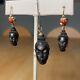 Vintage Carved Ebony And Red Coral 18k And 14k Gold Blackamoor Pendant And