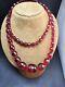 Vintage Cherry Amber Bakelite 32'' Long Oval Faceted Bead Necklace Art Deco 48 G