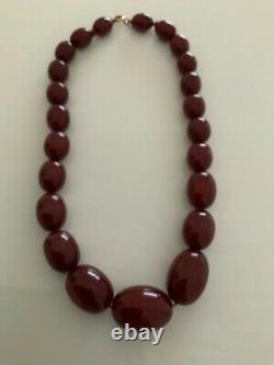 Vintage Cherry Amber Bakelite Bead Necklace 73g Tested